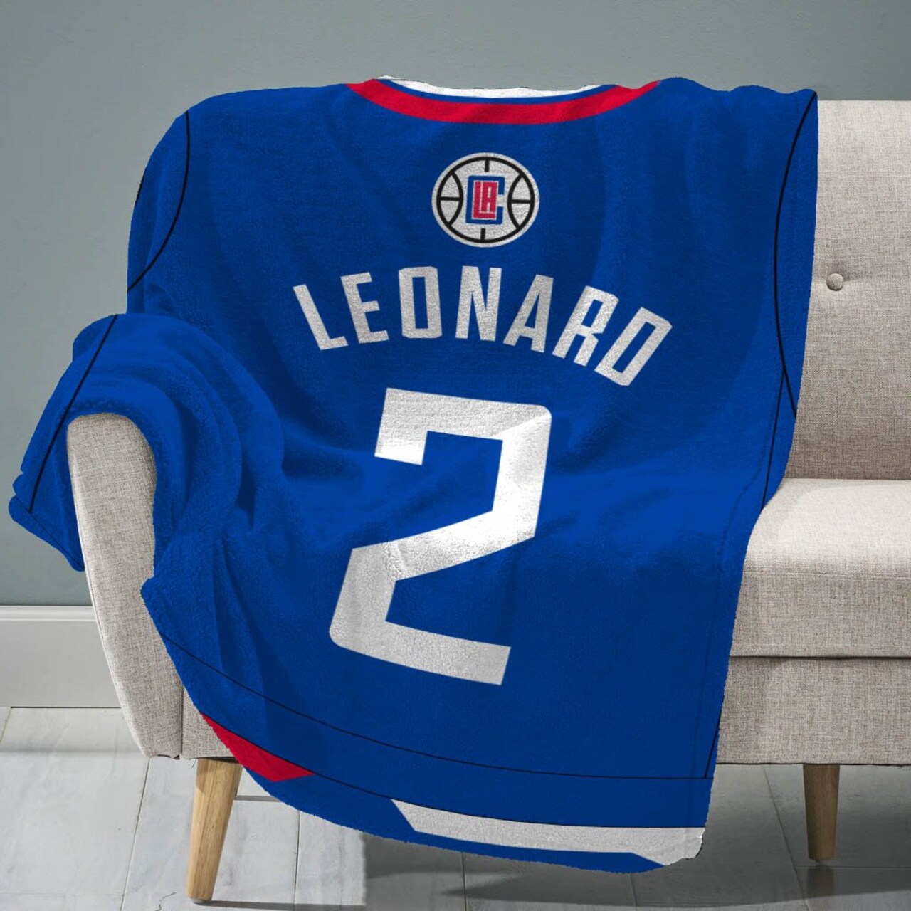 Sleep Squad Los Angeles Clippers Kawhi Leonard 60” x 80” Raschel Plush Jersey Basketball Blanket